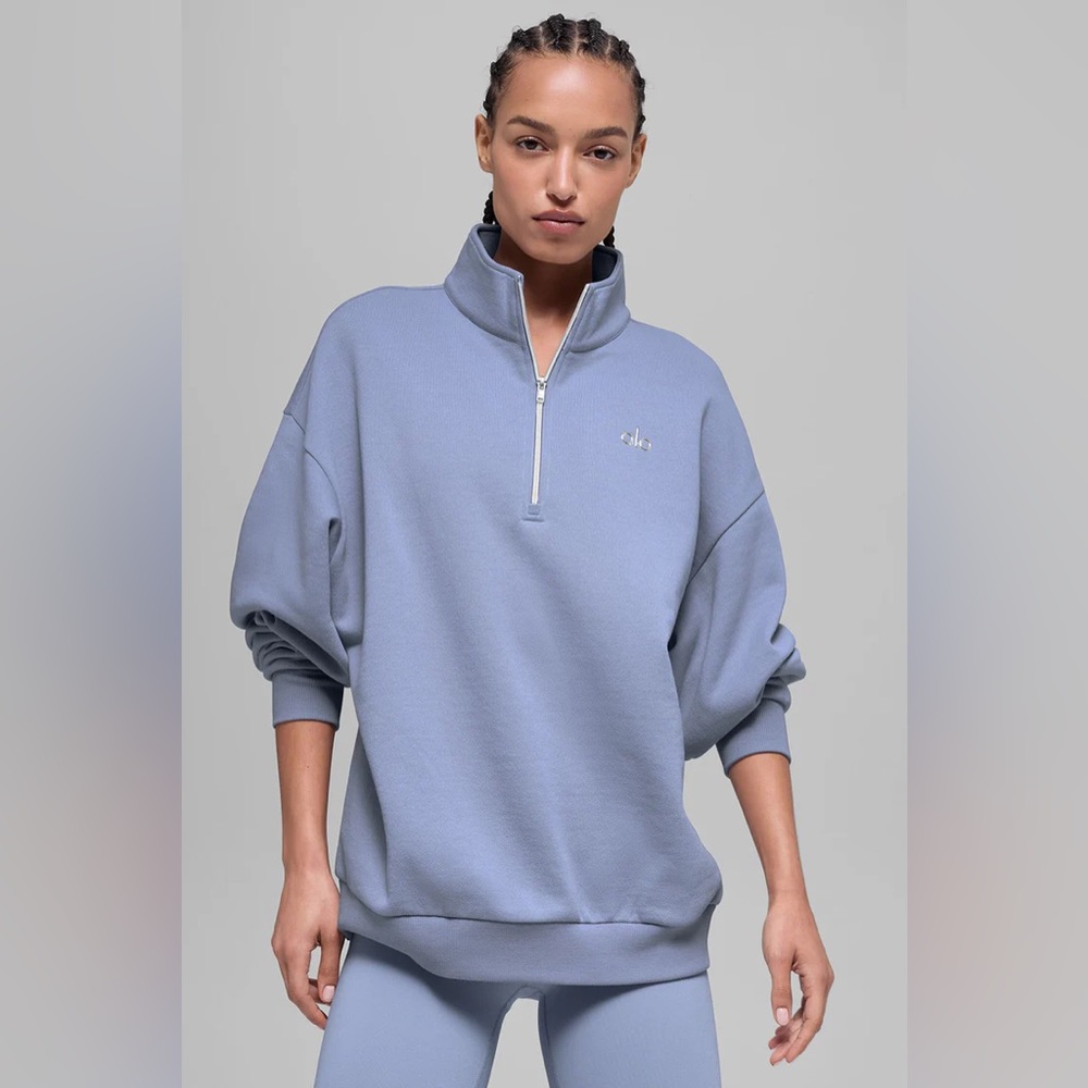 ALO Yoga Sky Blue Quarter-Zip Hoodie